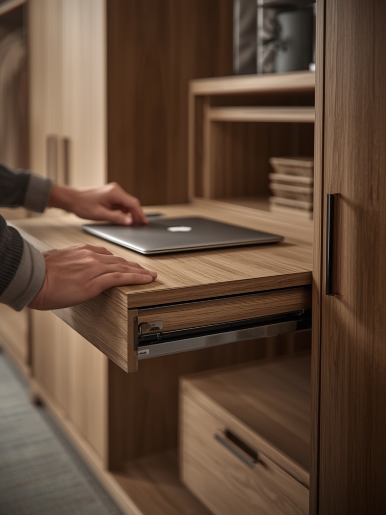 wardrobe with pull out desk - Illustration 2