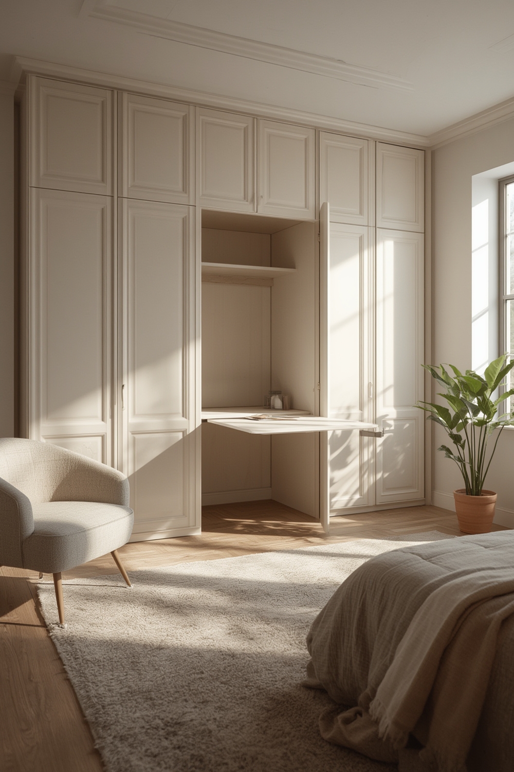 wardrobe with pull out desk - Illustration 1