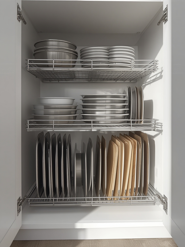 bakeware organizer in action
